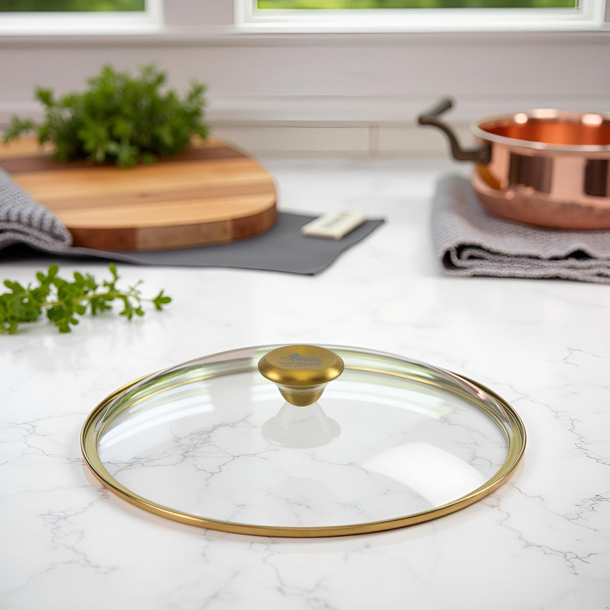 10" Tempered Glass Lid with Steam Vent & Stainless Steel Rim V433494