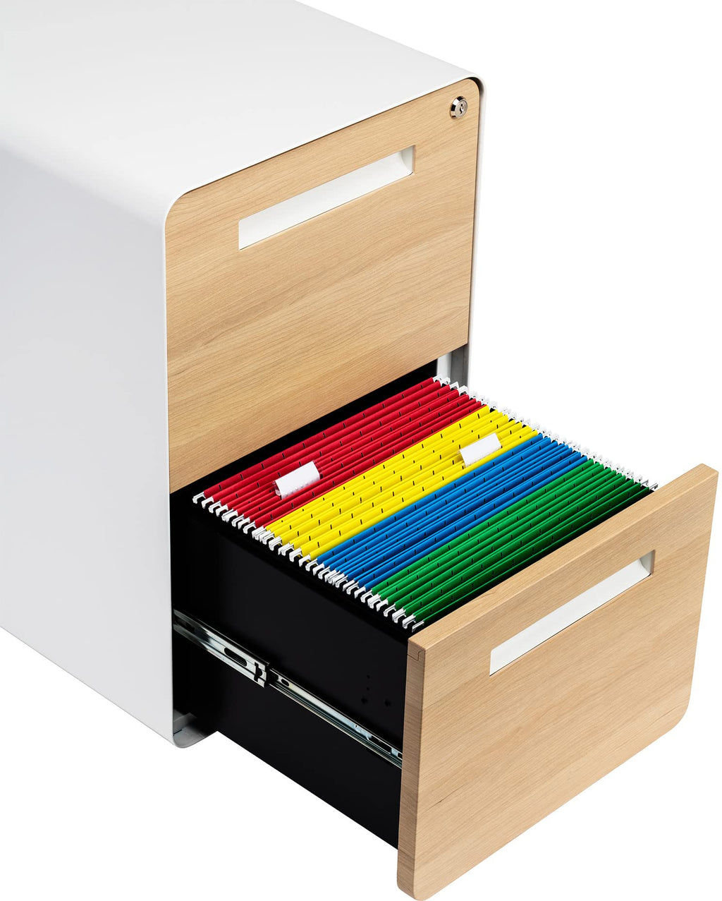 White 2 Drawer Mobile File Cabinet with Lock V2263