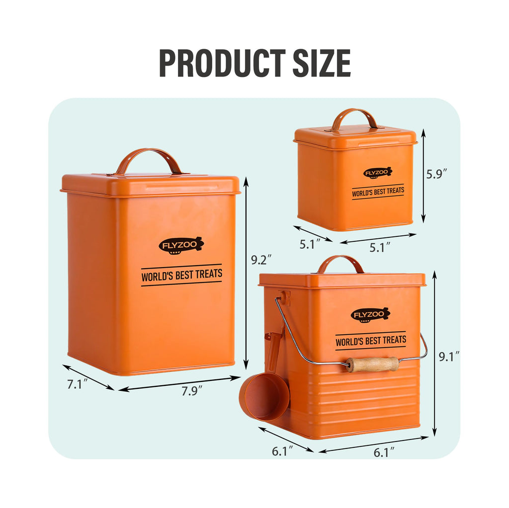 Metal Dog Food Containers with Lids and Spoon, 3 Set F825