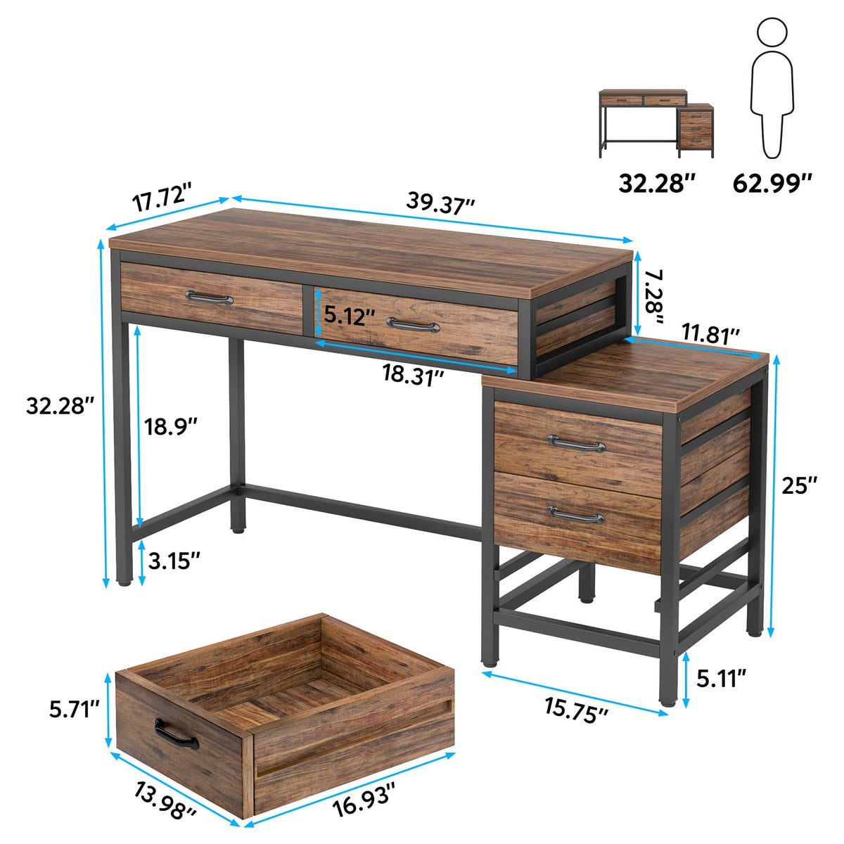 Computer Desk with 5 Drawers W681783