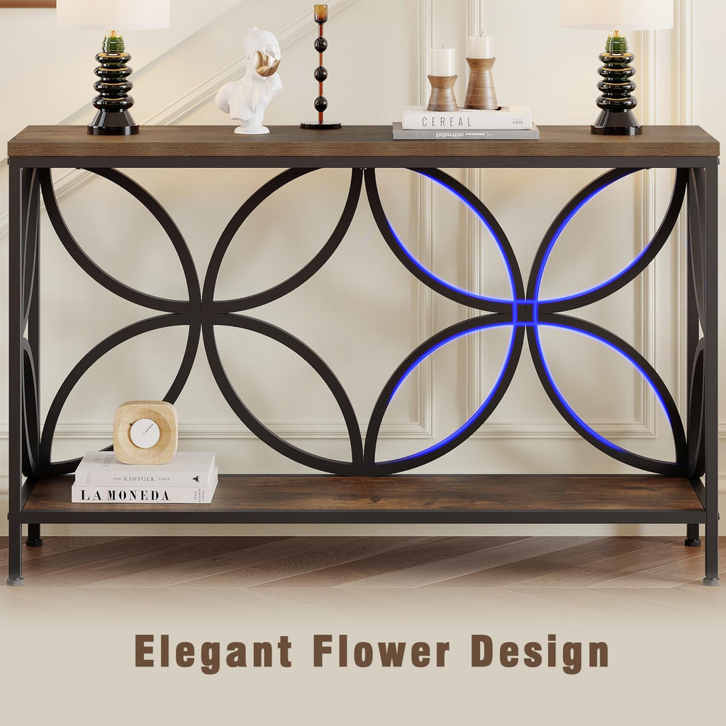 Narrow Sofa Table 47.2 Inch Industrial Console Table with Storage R99988