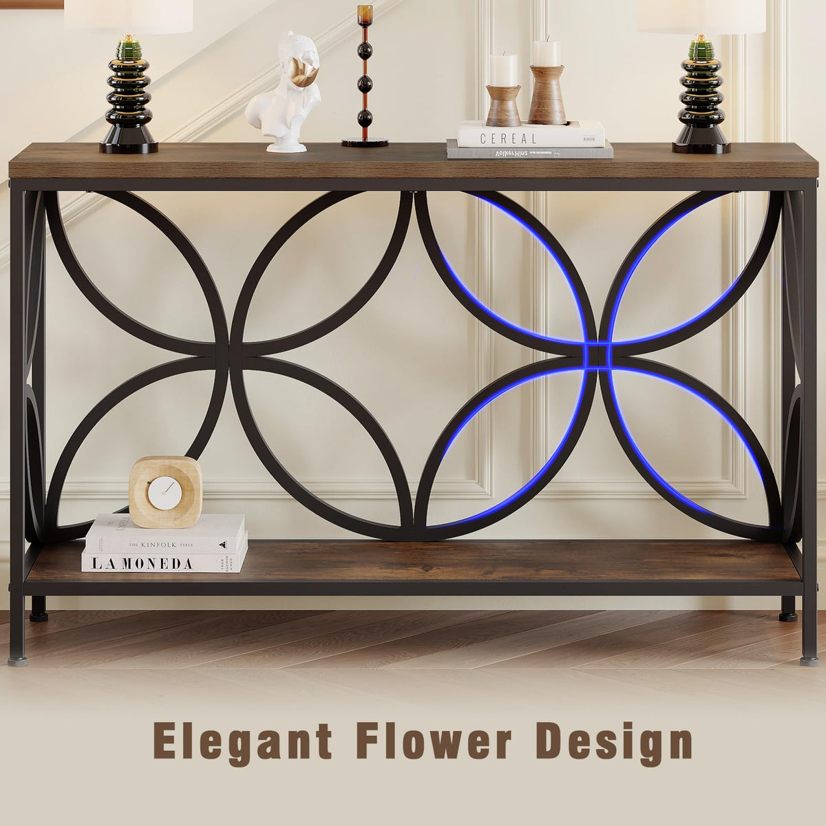 Narrow Sofa Table 47.2 Inch Industrial Console Table with Storage R99988