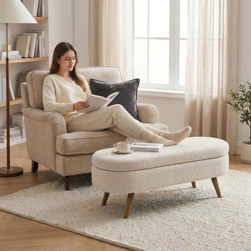 43.5” Upholstered Storage Ottoman Bench L833