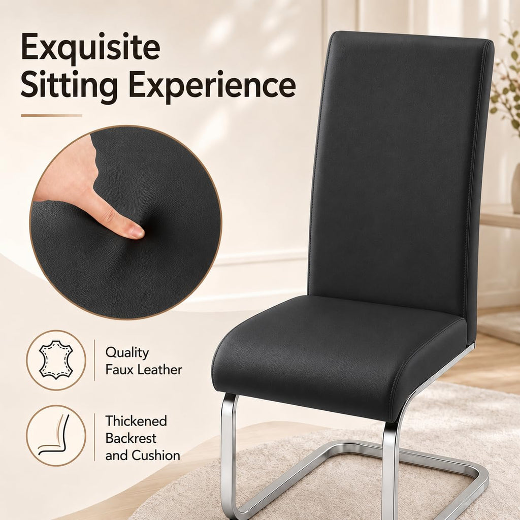 Dining Chairs Set of 2 High Back Black E166129