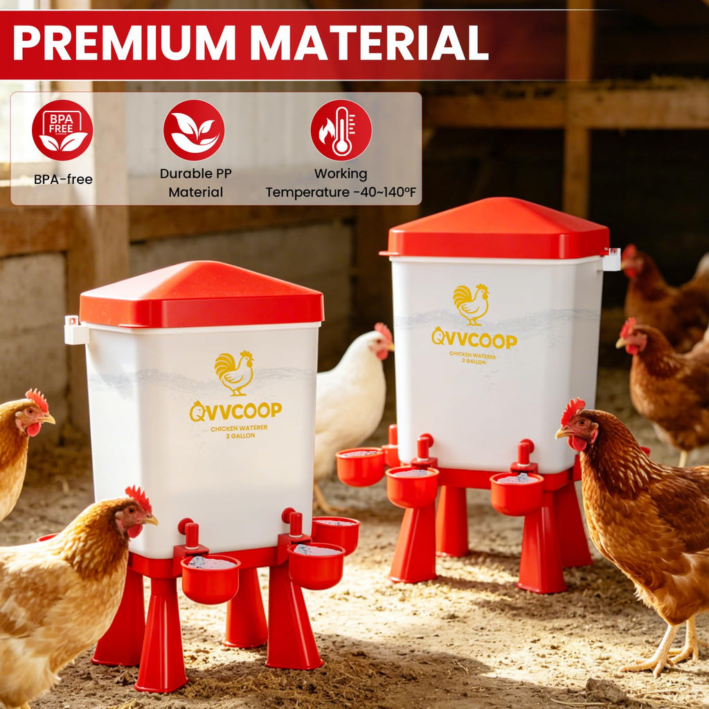 3 Gallon Automatic Chicken Waterer with 10 Cups Z3164