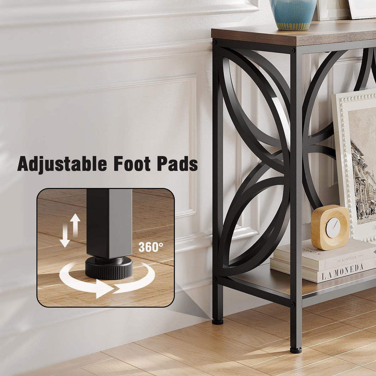 Narrow Sofa Table 47.2 Inch Industrial Console Table with Storage R99988