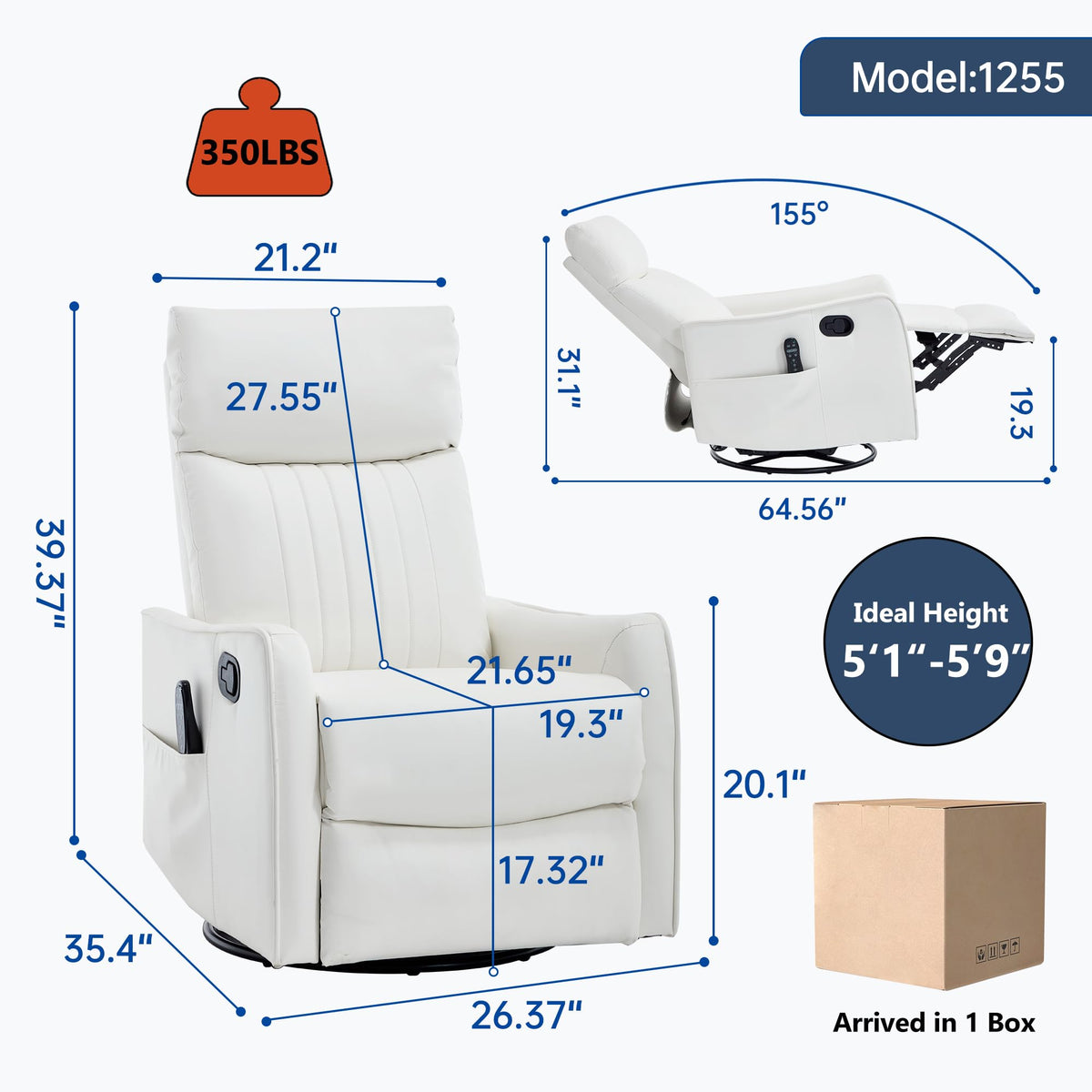 High Back Massage Recliner with Heat P5376