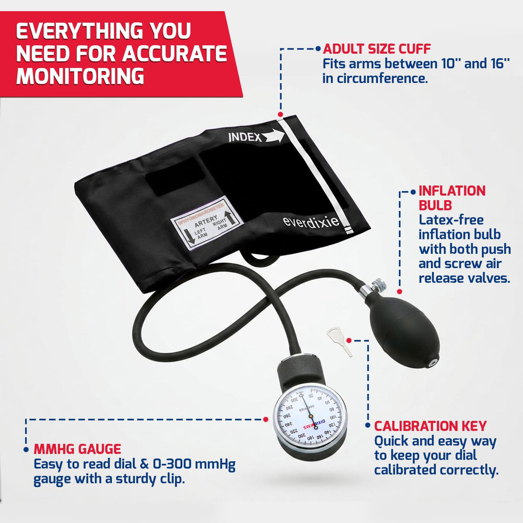 Aneroid Sphygmomanometer Blood Pressure Set with Adult Cuff and Carrying Case K3325