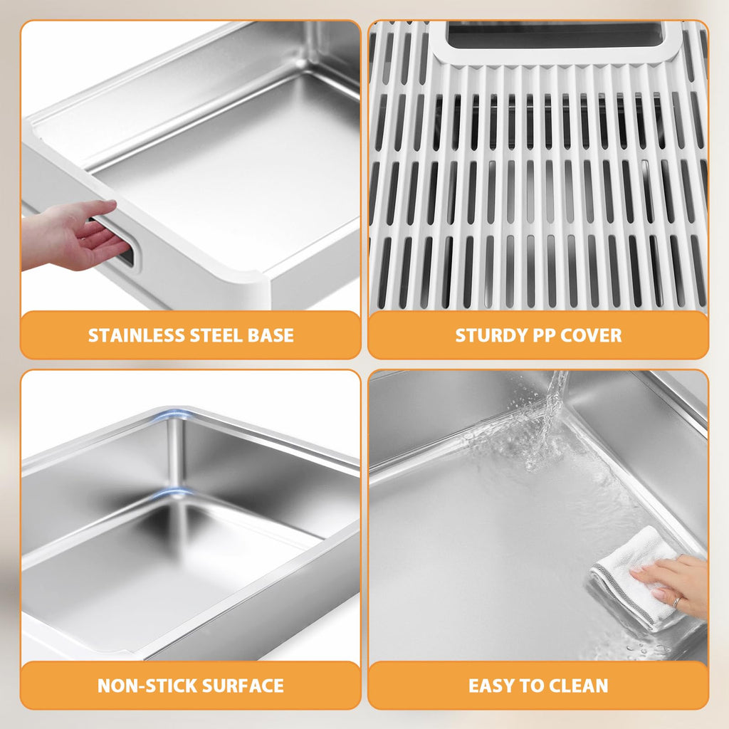 XL Stainless Steel Cat Litter Box with Drawer S251