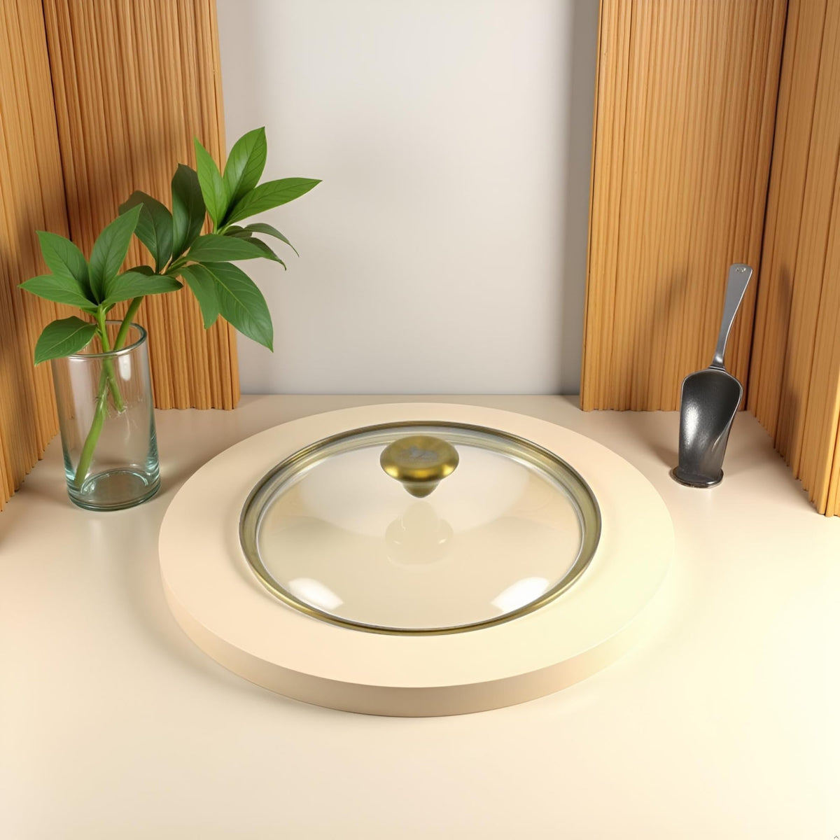10" Tempered Glass Lid with Steam Vent & Stainless Steel Rim V433494
