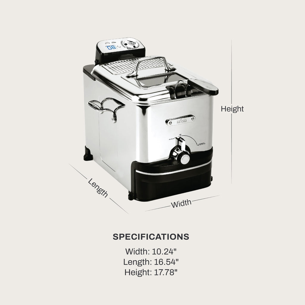 Electric Deep Fryer with Basket and Lid, Stainless Steel, 1700W I601
