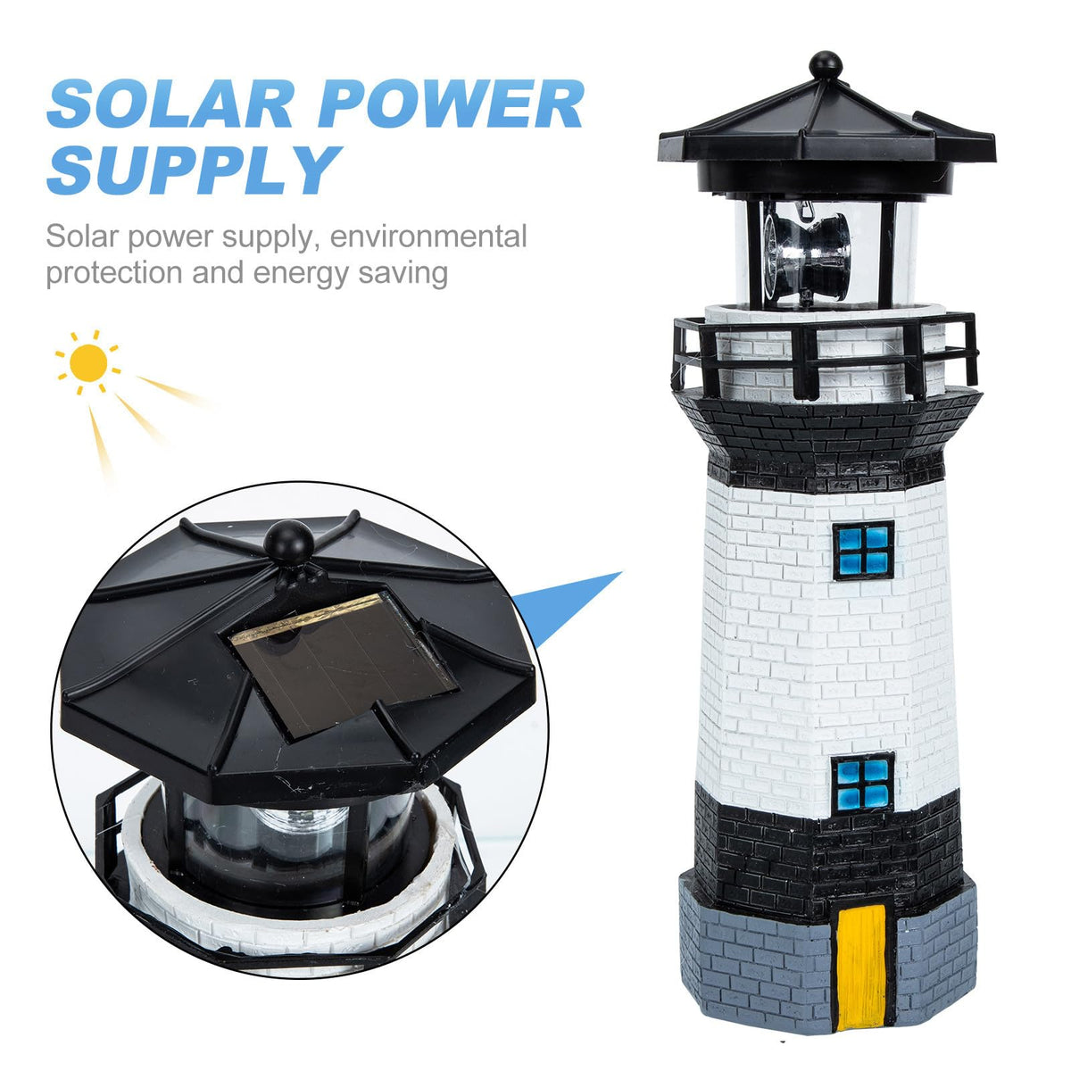 Solar Powered Lighthouse Resin LED Light F85234