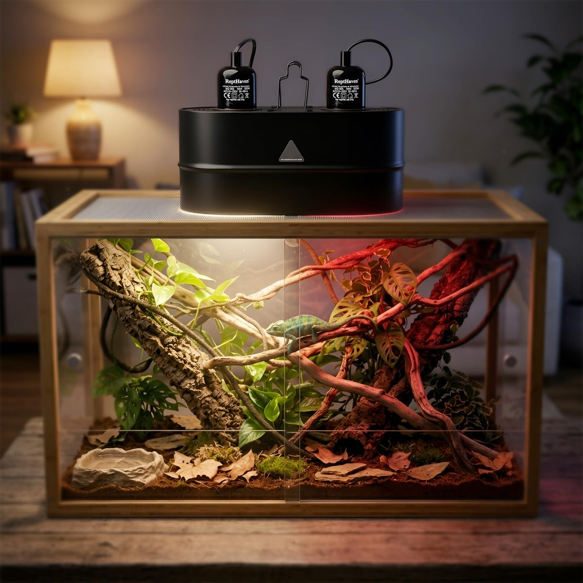2-in-1 Deep Dome Reptile Light Fixture Kit with 100W UVA Basking Bulb & 100W Infrared Heat Lamp W75071