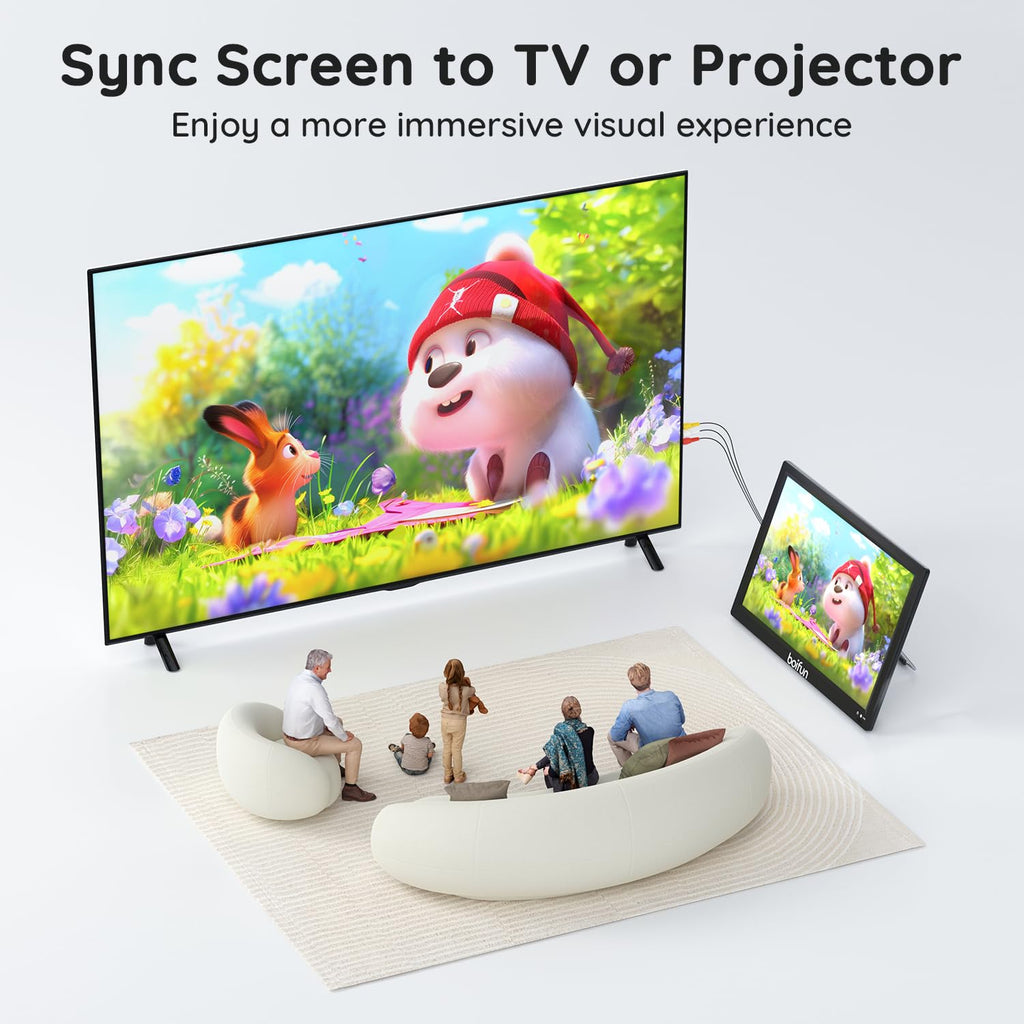 15.6" Portable TV DVD Combo with Antenna, FM Radio, 5000mAh Battery, Black U663307