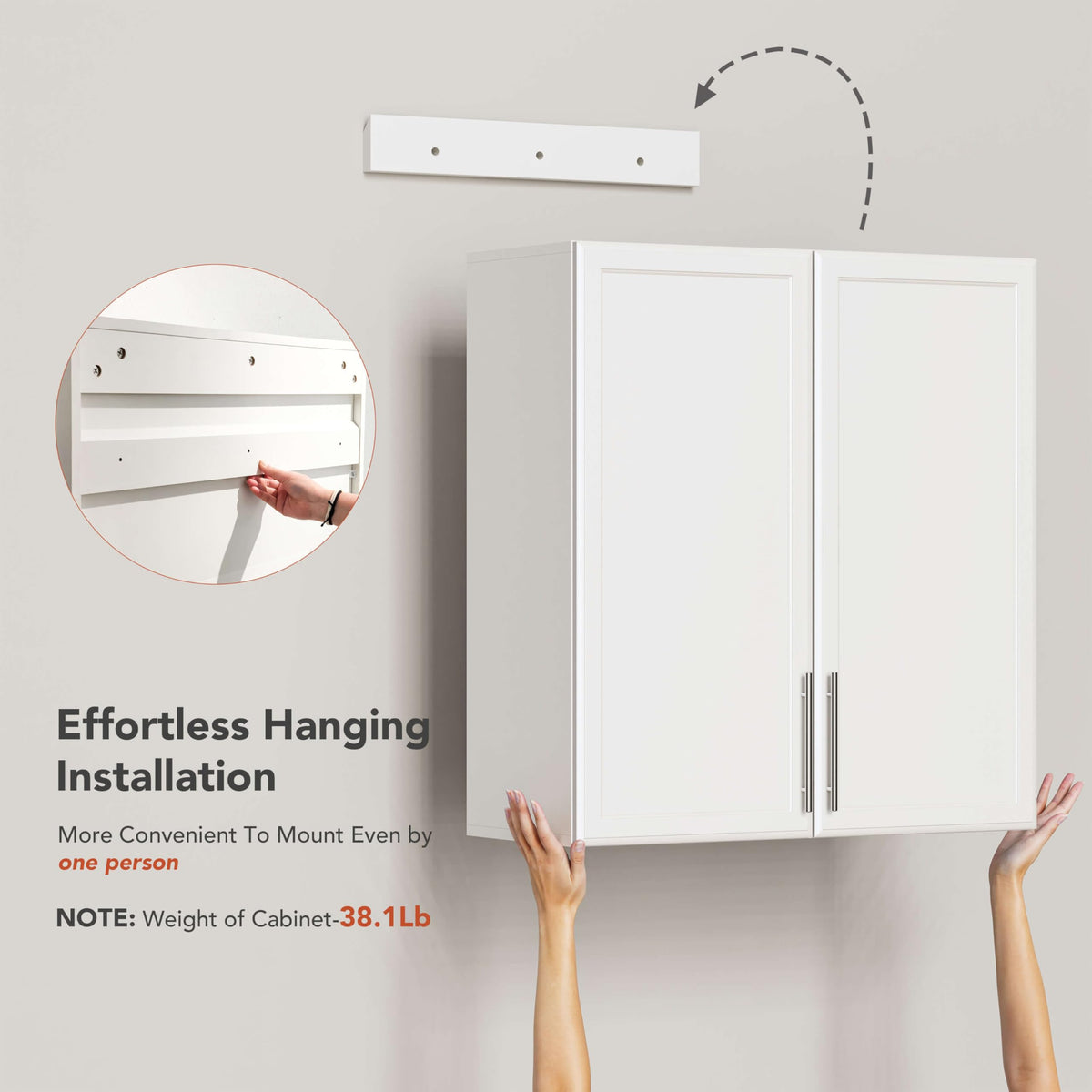White Wall Cabinet with Adjustable Shelf F2480