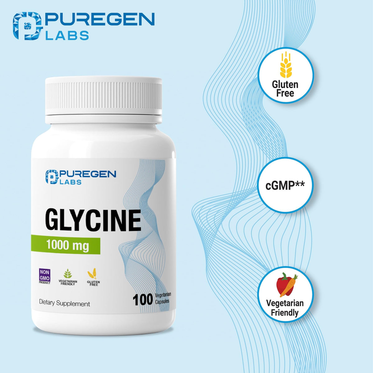 Glycine 1000mg 100 Vegetarian Capsules E932089