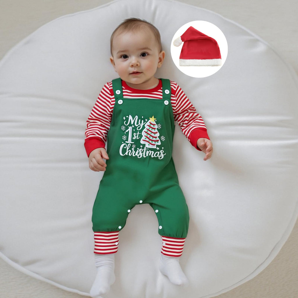 Newborn 1st Halloween 3Pcs Stripe Long Sleeve Romper Pants Hat Set H9719