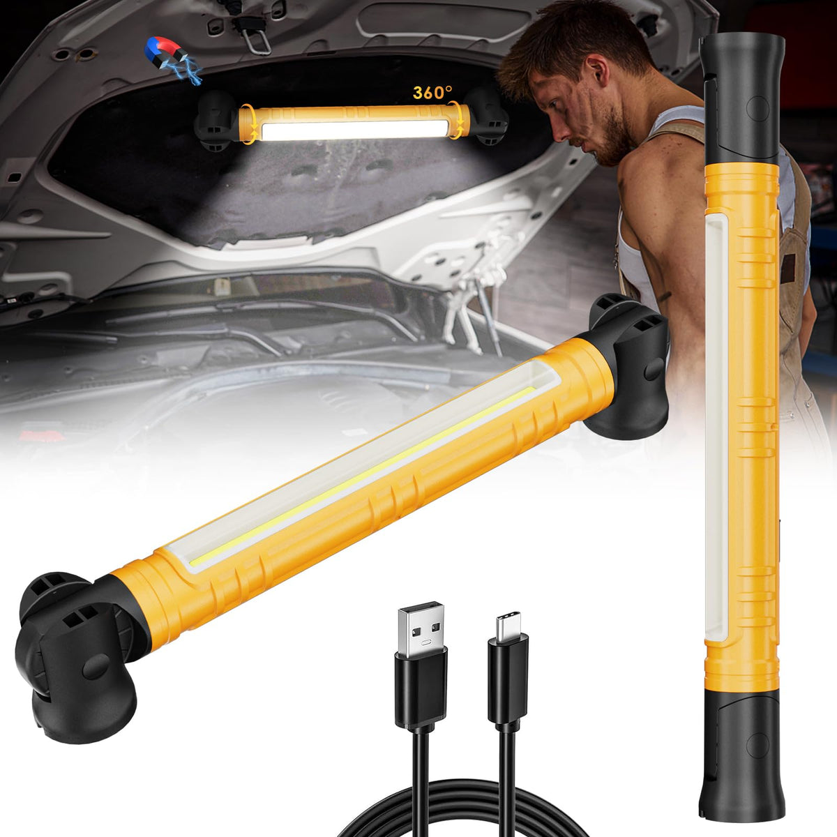 3000LM Rechargeable LED Work Light with Hooks C42226