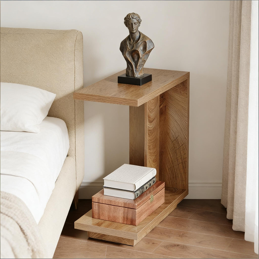 C-Shaped Side Table with Hidden Storage C4549