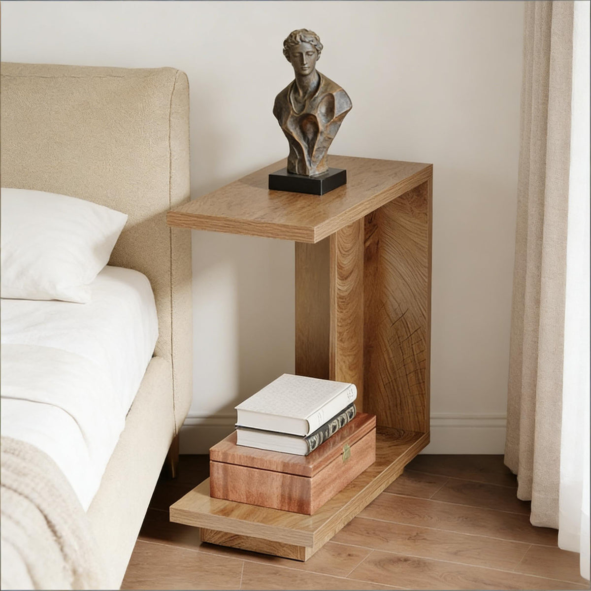 C-Shaped Side Table with Hidden Storage C4549