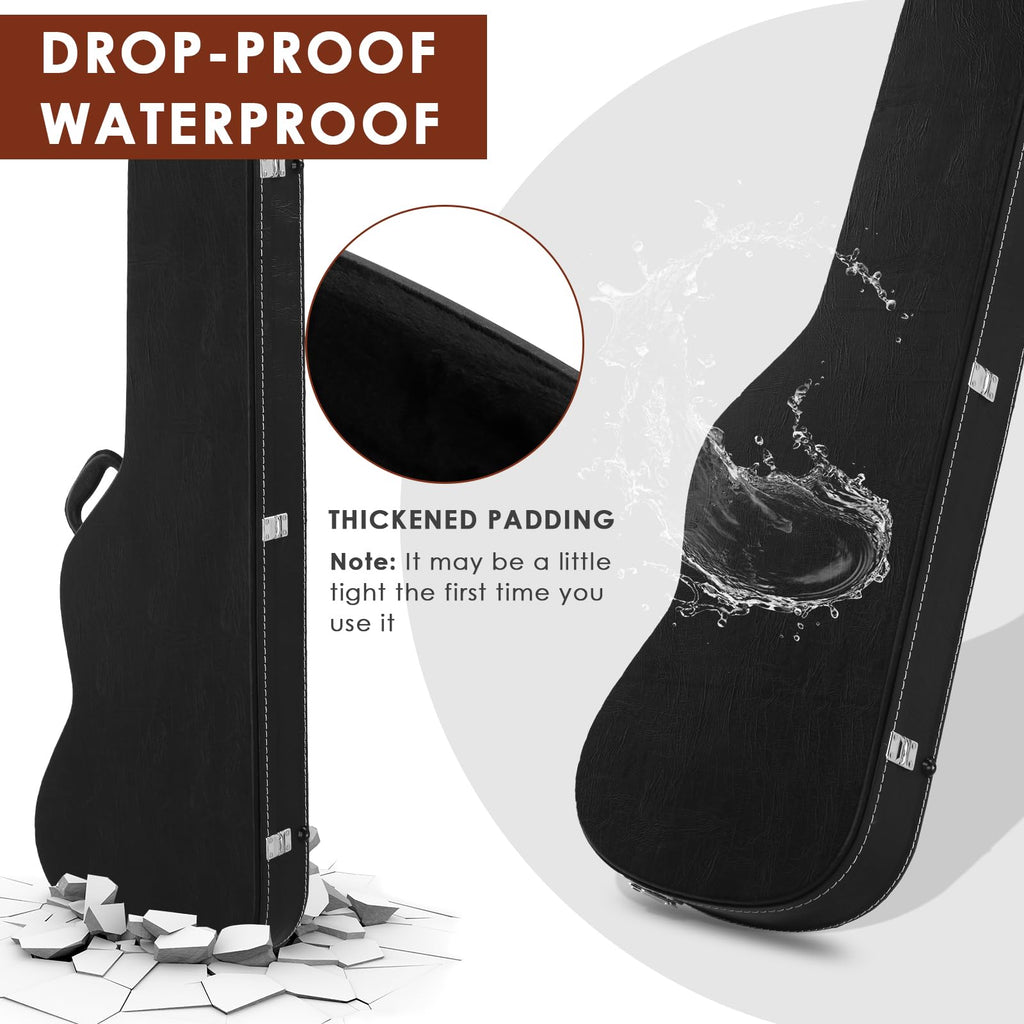39 Inch Wooden Electric Guitar Hard Case with Soft Lining, Black Z17356