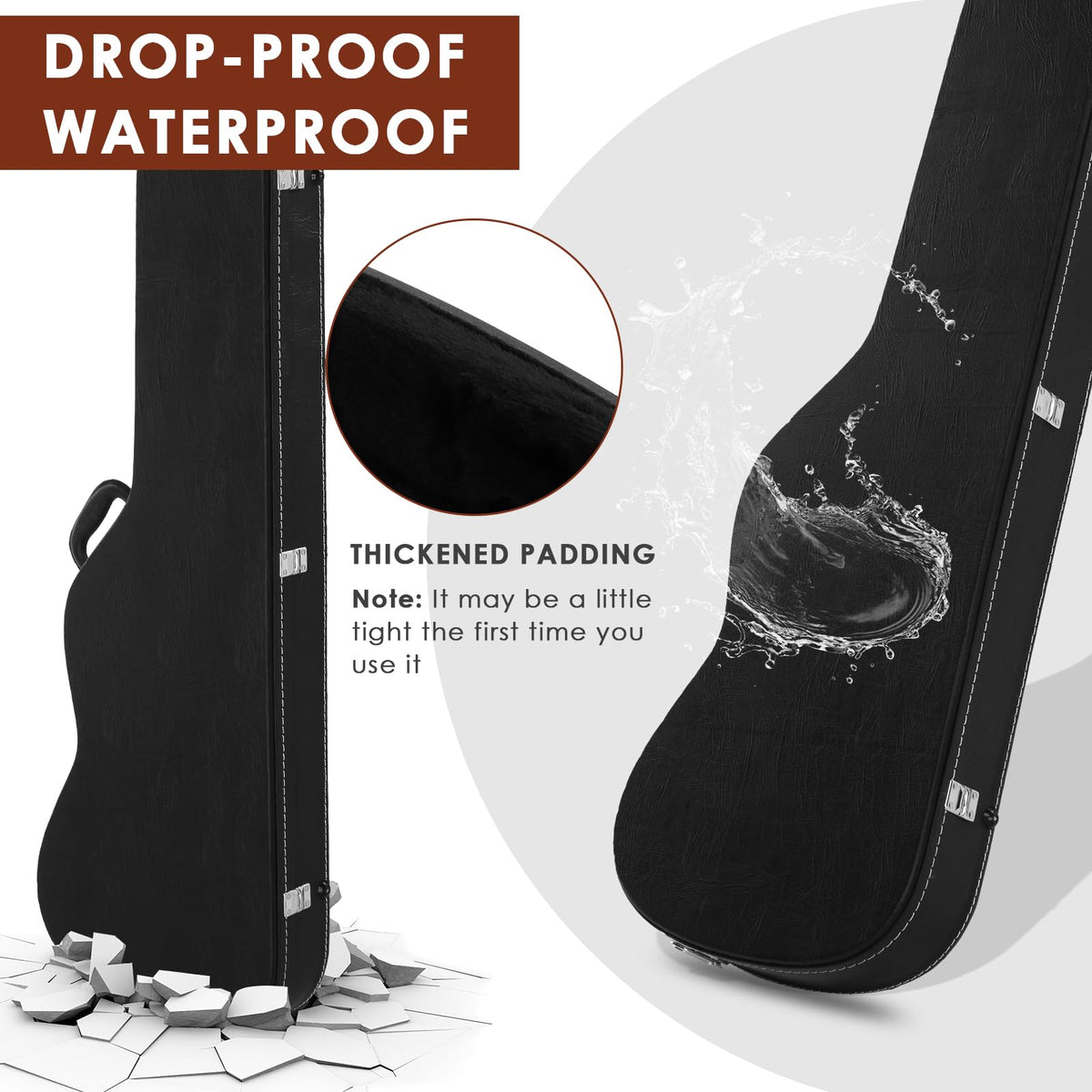 39 Inch Wooden Electric Guitar Hard Case with Soft Lining, Black Z17356