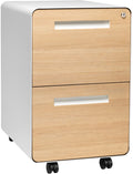 White 2 Drawer Mobile File Cabinet with Lock V2263