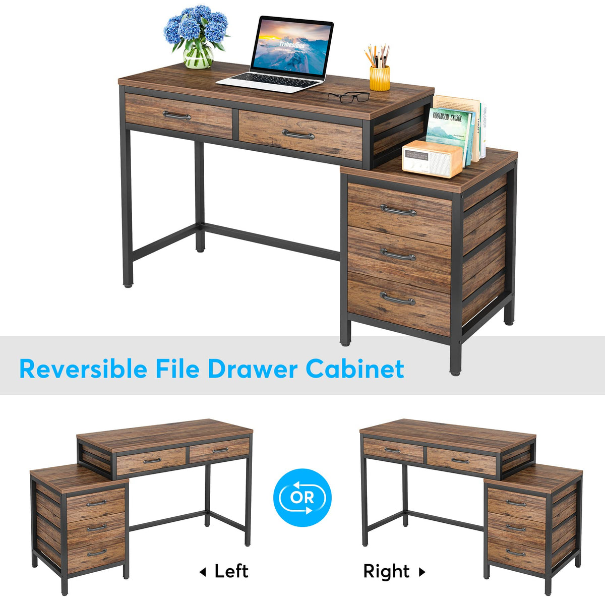 Computer Desk with 5 Drawers W681783