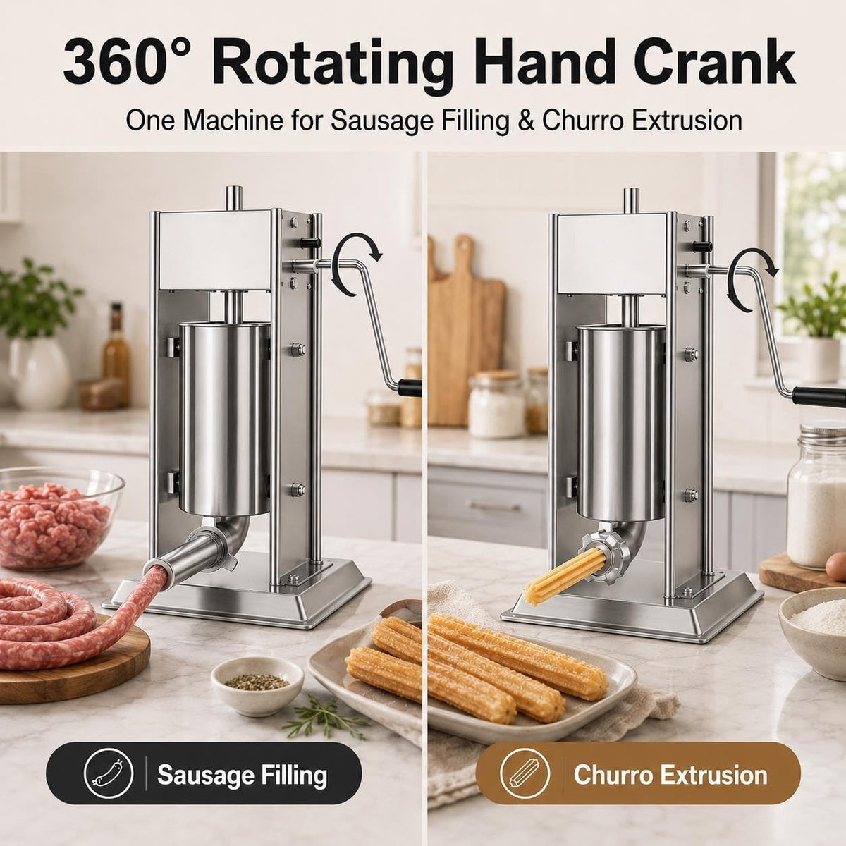 Manual Churro Maker & Sausage Filler, Stainless Steel Y8499