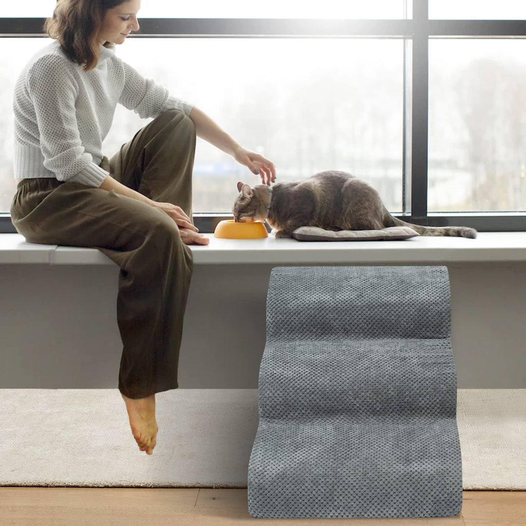 High Density Foam Dog Stairs 3 Steps Grey K280702