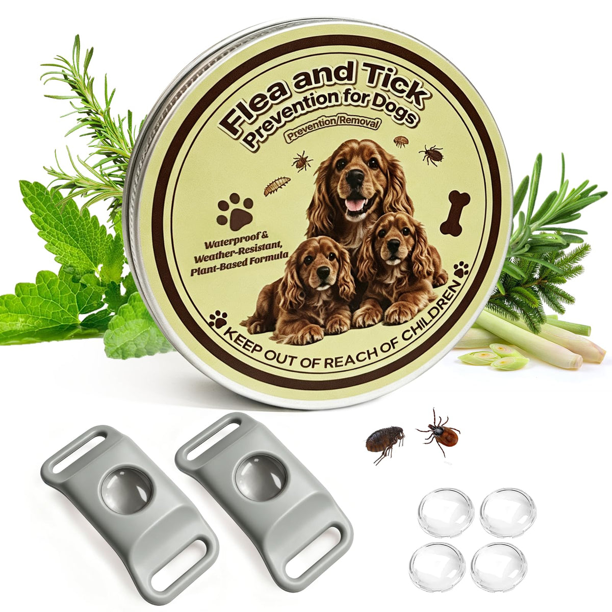 Flea and Tick Pendant for Dogs with 2 Silicone Buckles 4 Refills L55045