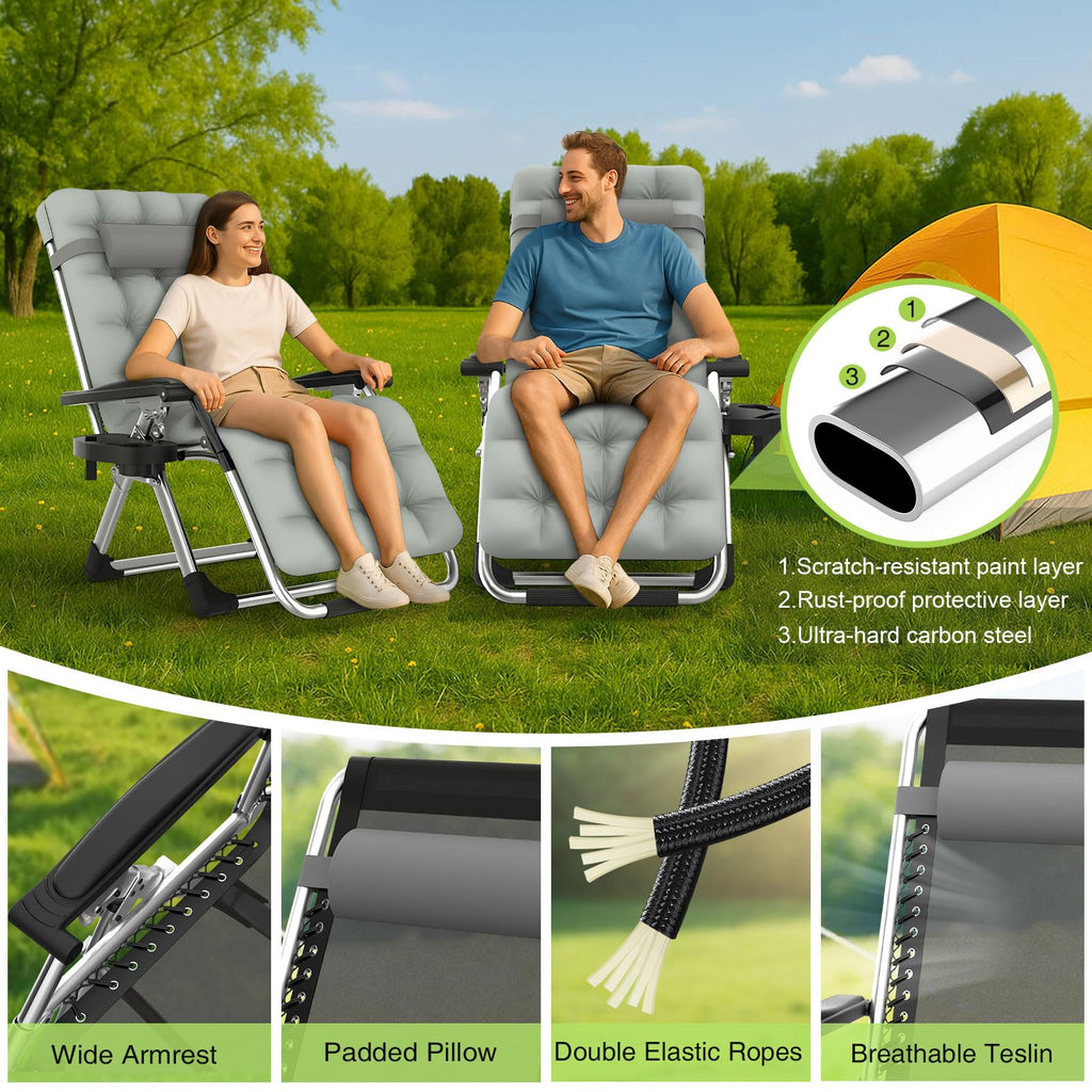Zero Gravity Reclining Camping Lounge Chair with Cup Holder M895
