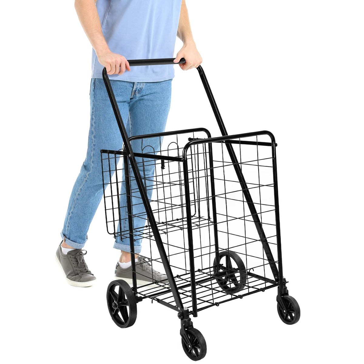 Foldable Utility Cart with 360-Degree Wheels, X-Large, Black Z11268
