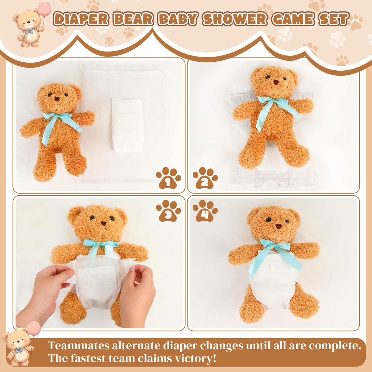 25 Pack Baby Shower Games Blindfold Diaper Changing Kit G902674