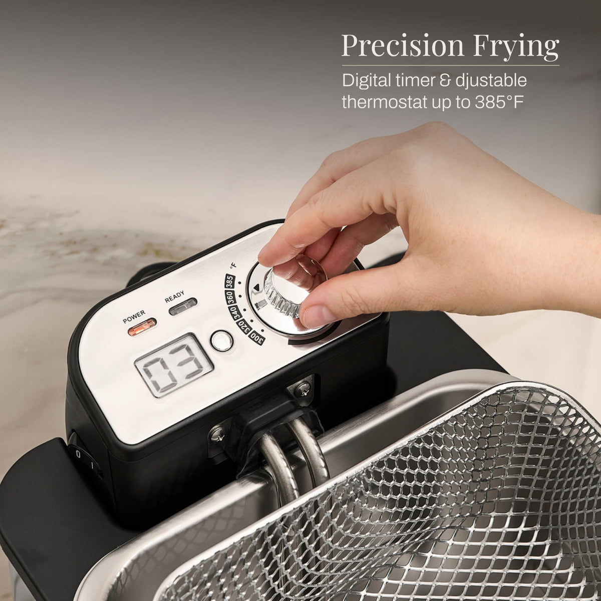 Electric Deep Fryer with Basket and Lid, Stainless Steel, 1700W I601