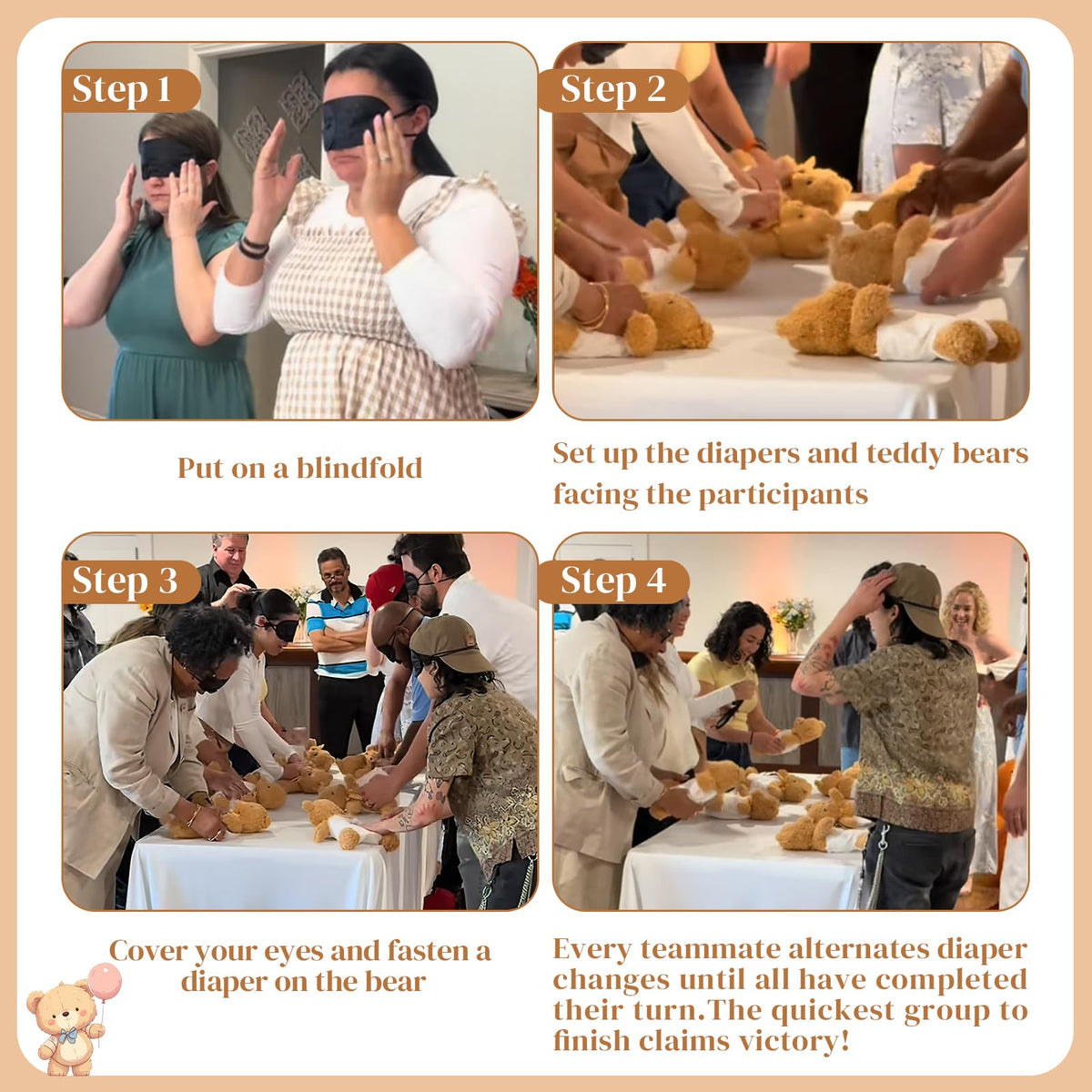 25 Pack Baby Shower Games Blindfold Diaper Changing Kit G902674