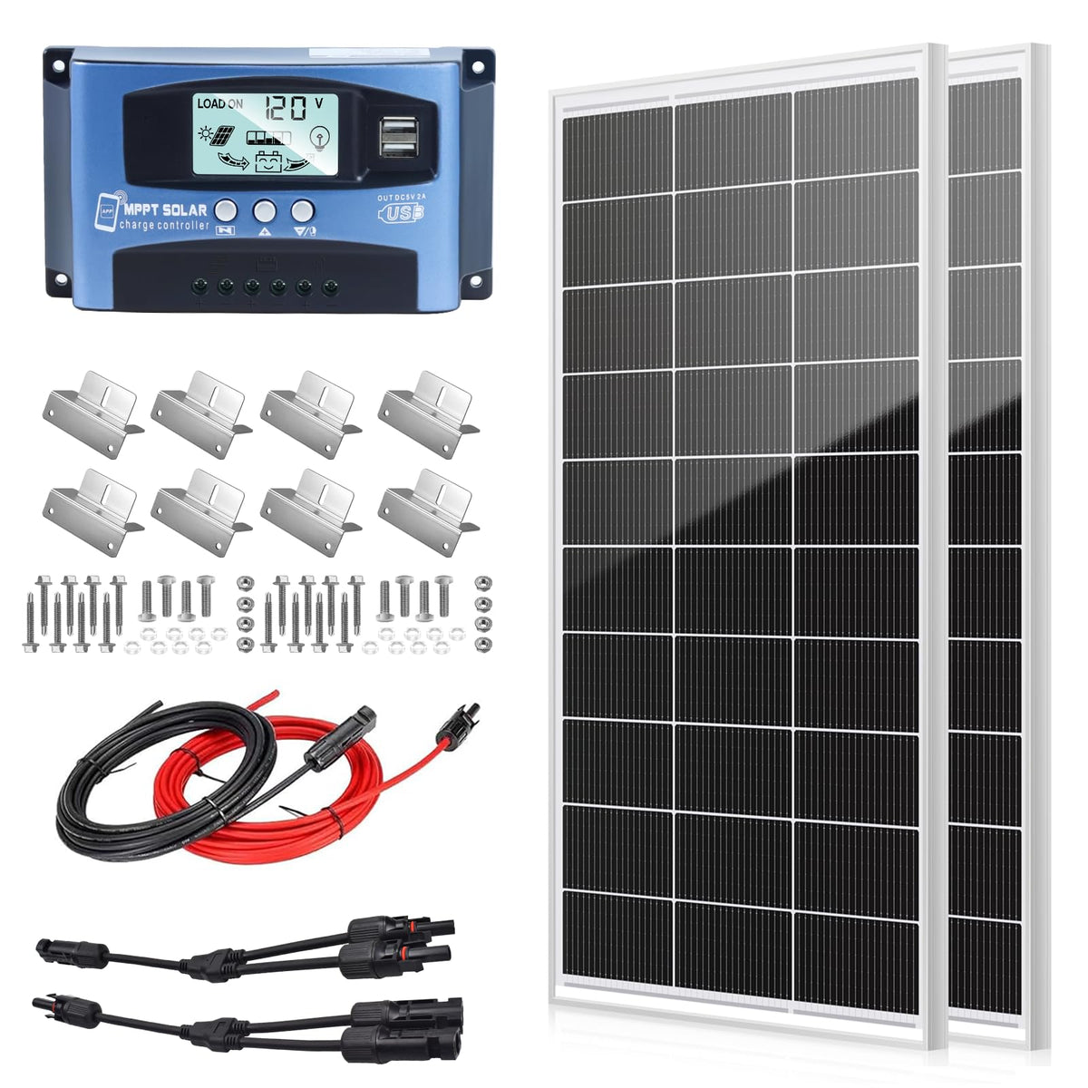 400 Watt Monocrystalline Solar Panel Kit with 30A MPPT Charge Controller J288304