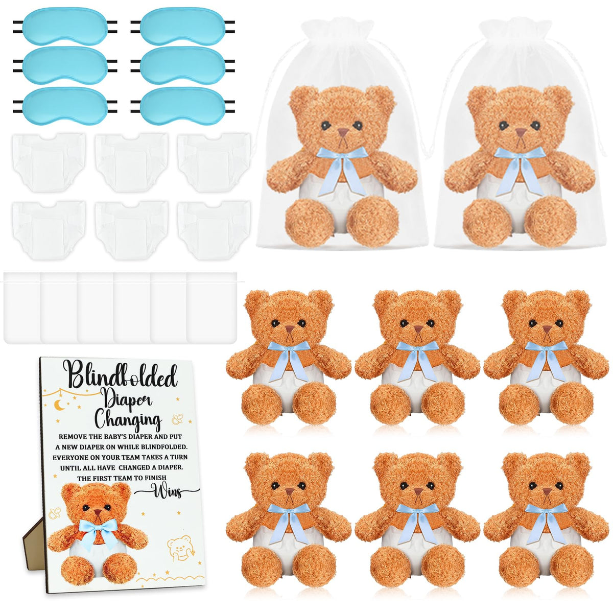 25 Pack Baby Shower Games Blindfold Diaper Changing Kit G902674