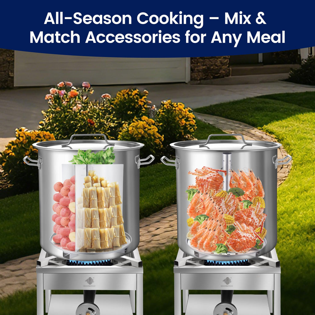 64QT Stainless Steel Stockpot with Basket S365