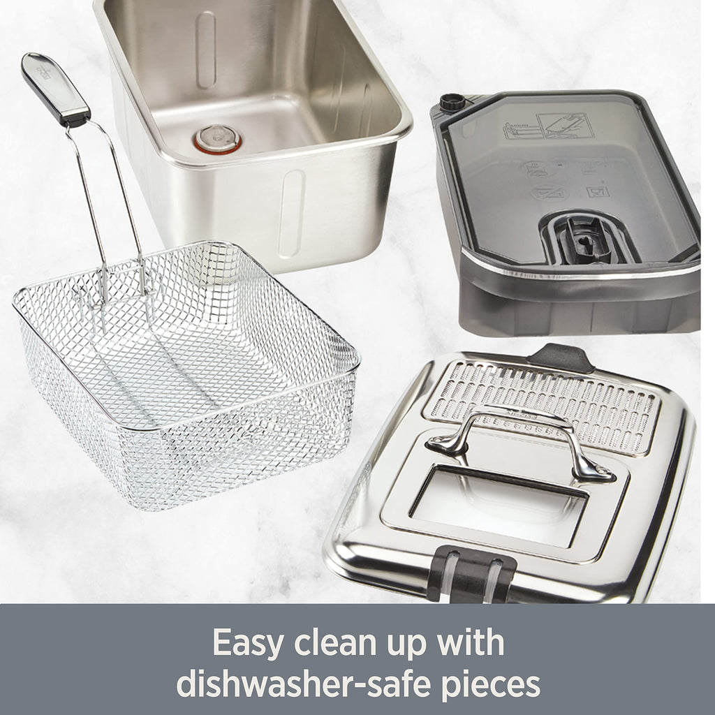 Electric Deep Fryer with Basket and Lid, Stainless Steel, 1700W I601