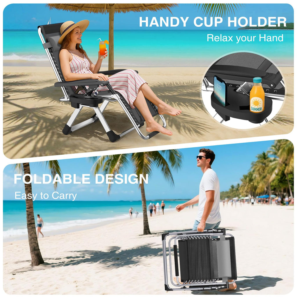 Zero Gravity Reclining Camping Lounge Chair with Cup Holder M895