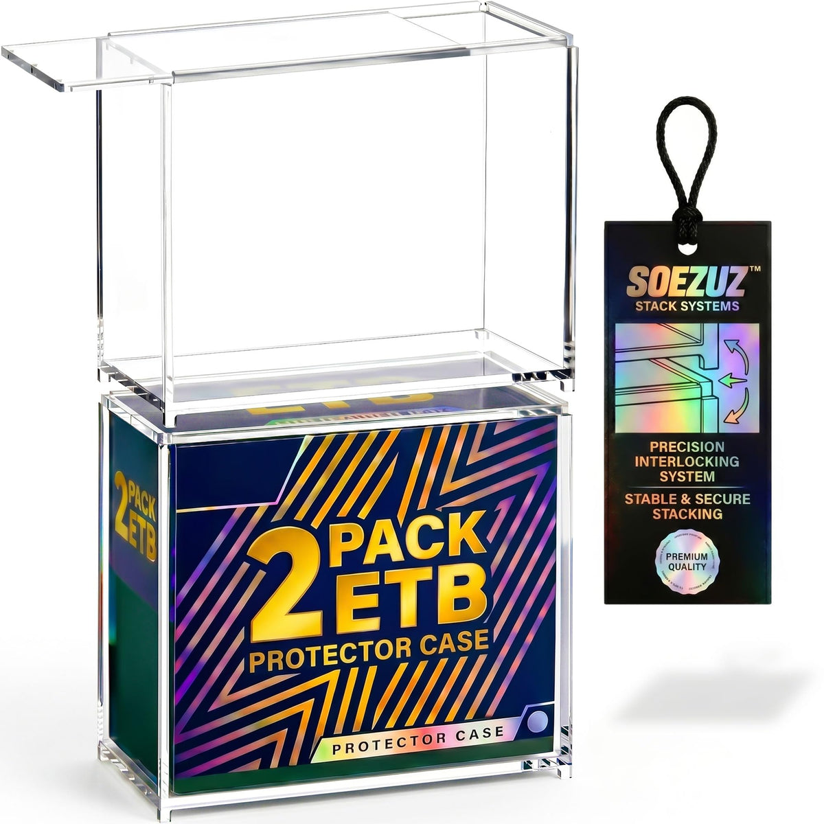 2 Pack Acrylic Case Stackable Magnetic Protector for ETB Storage G823