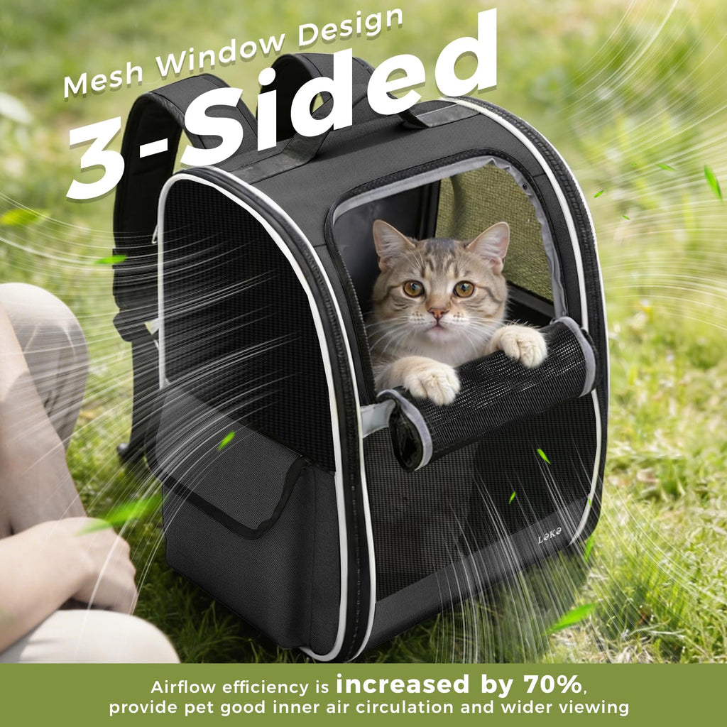 Dog Carrier Backpack for Small Medium Dogs Cats up to 18 lbs, Breathable Pet Backpack Carrier with 3 Entrances W888
