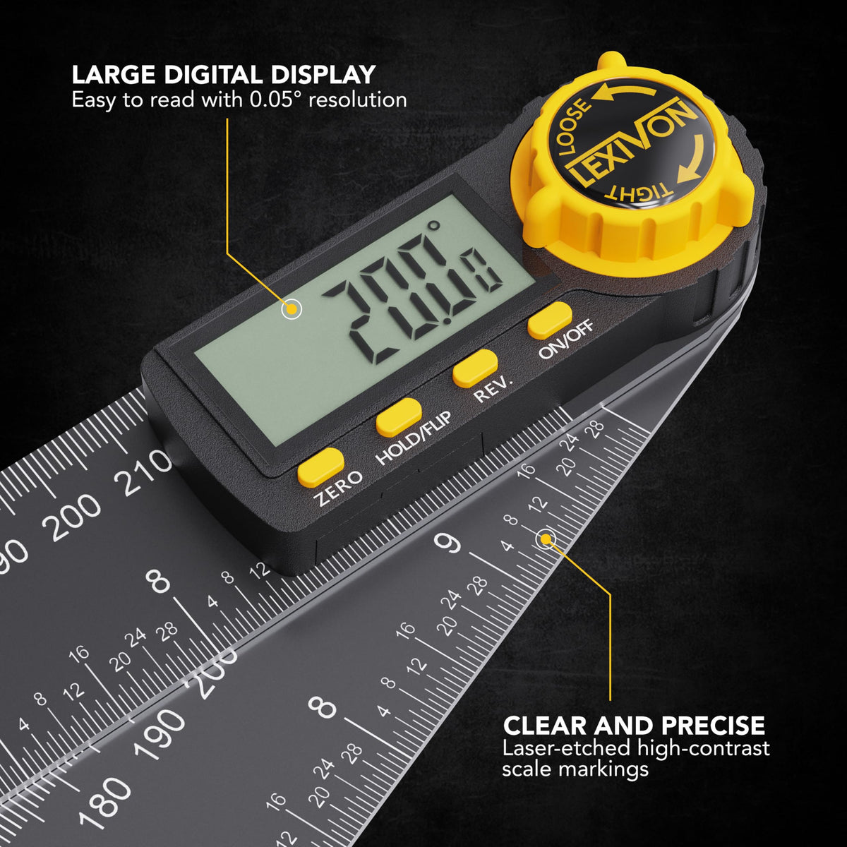 Aluminum Digital Angle Finder Gauge 10-inch 250mm Protractor S117410