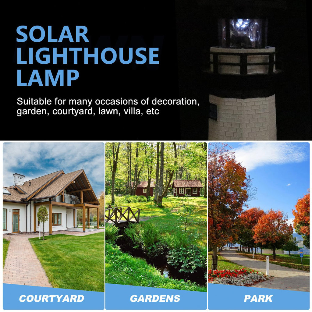 Solar Powered Lighthouse Resin LED Light F85234