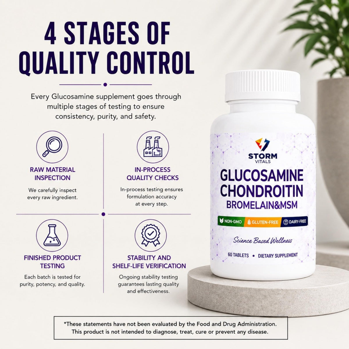 Glucosamine Chondroitin MSM Dietary Supplement 60 Tablets J5367