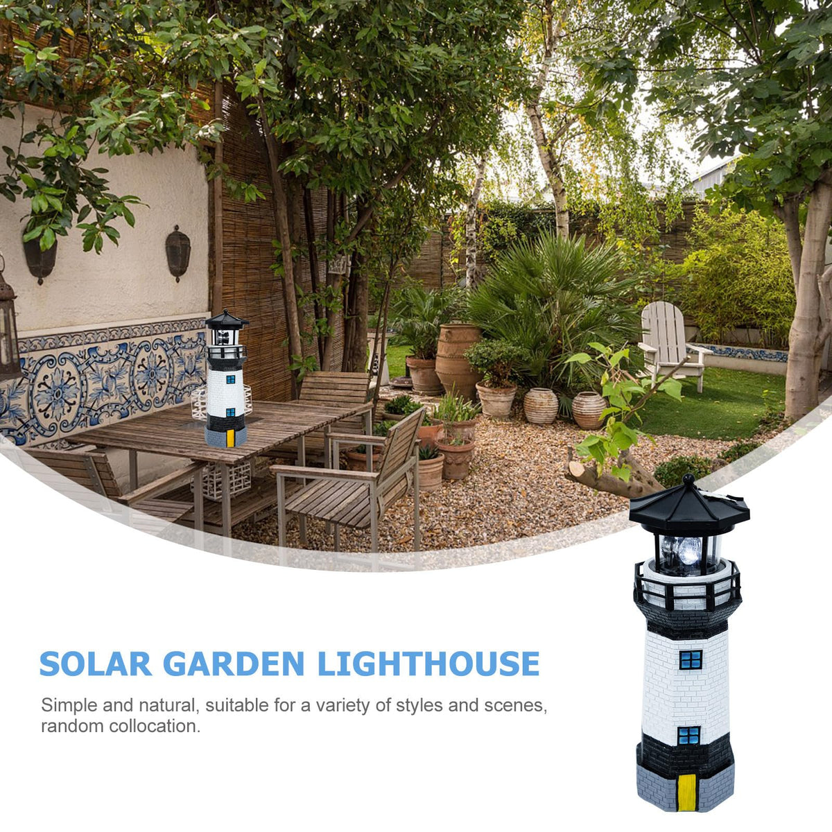 Solar Powered Lighthouse Resin LED Light F85234