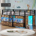 Twin Low Loft Bed with 5 Storage Drawers and 6 Bookcase M864