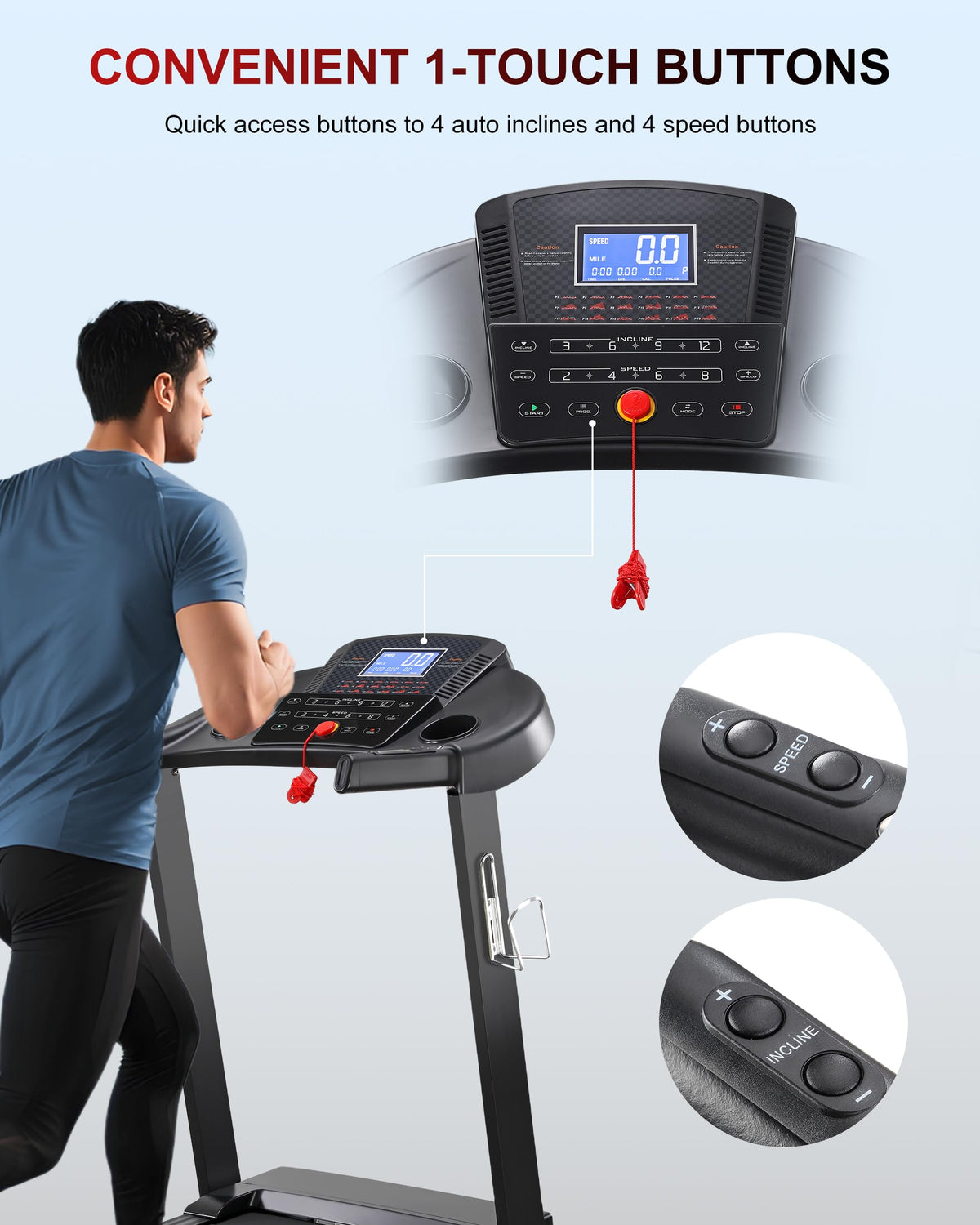 Heavy Duty Treadmill with 15-Level Auto Incline F6117