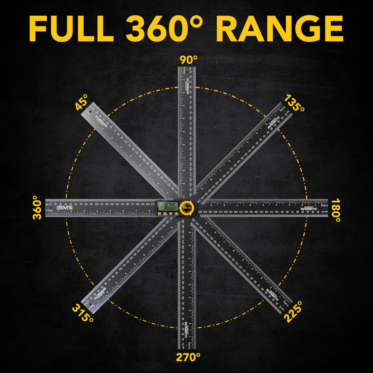 Aluminum Digital Angle Finder Gauge 10-inch 250mm Protractor S117410